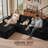 Dharius 2 - Piece No Assembly Required 109'' Cloud Modular Sectional Compression Sofa Couch, L-Shaped Comfort Sofa for Living Room,Deep Seat Corner Couch With 2 Chaises & 5 Pillows-1371025346