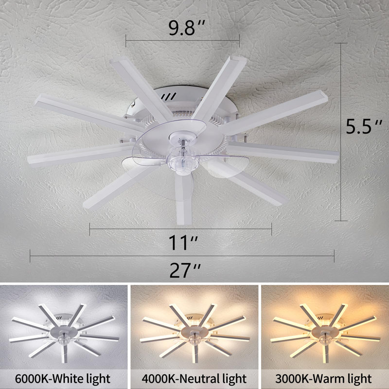 Ventilateur de plafond à bande droite géométrique avec lumières