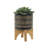 Set Of 2 Glazed Ceramic Planters With Black Metal Stands