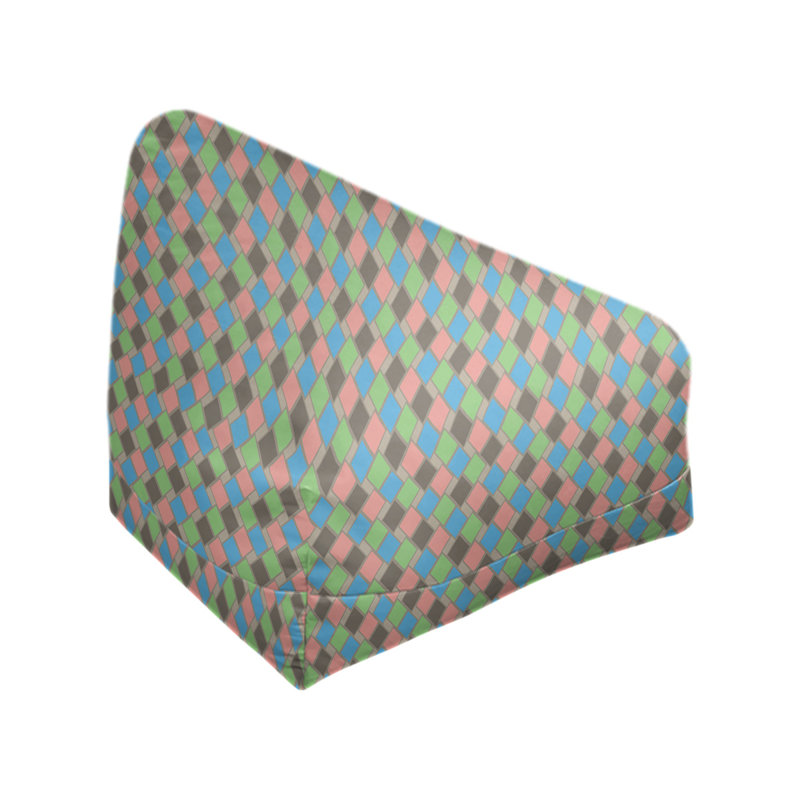 Sac de pois Leffel, Pouf fauteuil, H 38 po x l 42 po x P 29 po, Brun / vert / rose