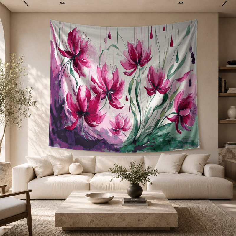 Tapisserie murale fuchsia botanique, 26 po x 36 po