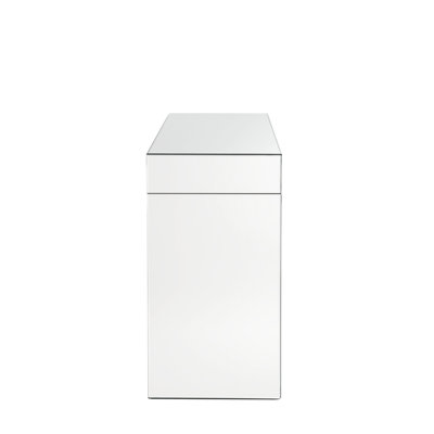 Bureau de coiffeuse en miroir avec faux cristaux, base de traîneau avec verre transparent de 4 mm, finition biseautée, tabouret de bureau de 16,44 po de profondeur, 45,05 de large et 87,33 lb, incrustation de verre, profondeur, largeur