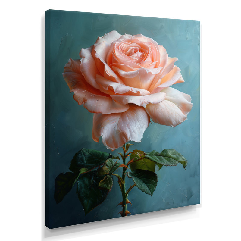 Décoration murale rose, vert, rose, roses, Toile tendue, H 12 po x l 20 po