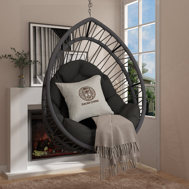 Balancelle en rotin pour l'extérieur, Dark Grey, Gris foncé