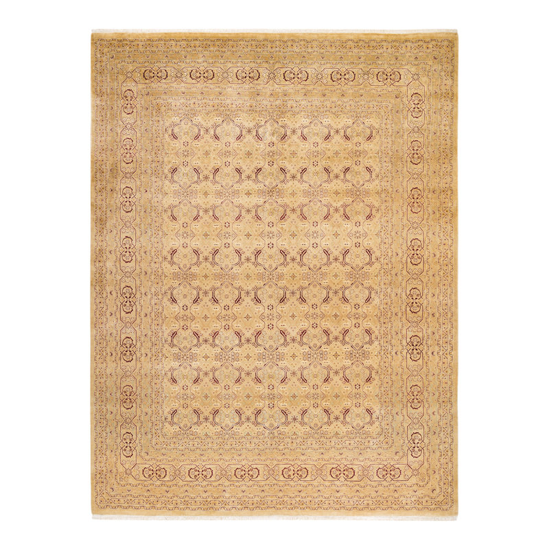 Tapis unique noué à la main Sprow - sable, 8 pi 1 po x 10 pi 6 po