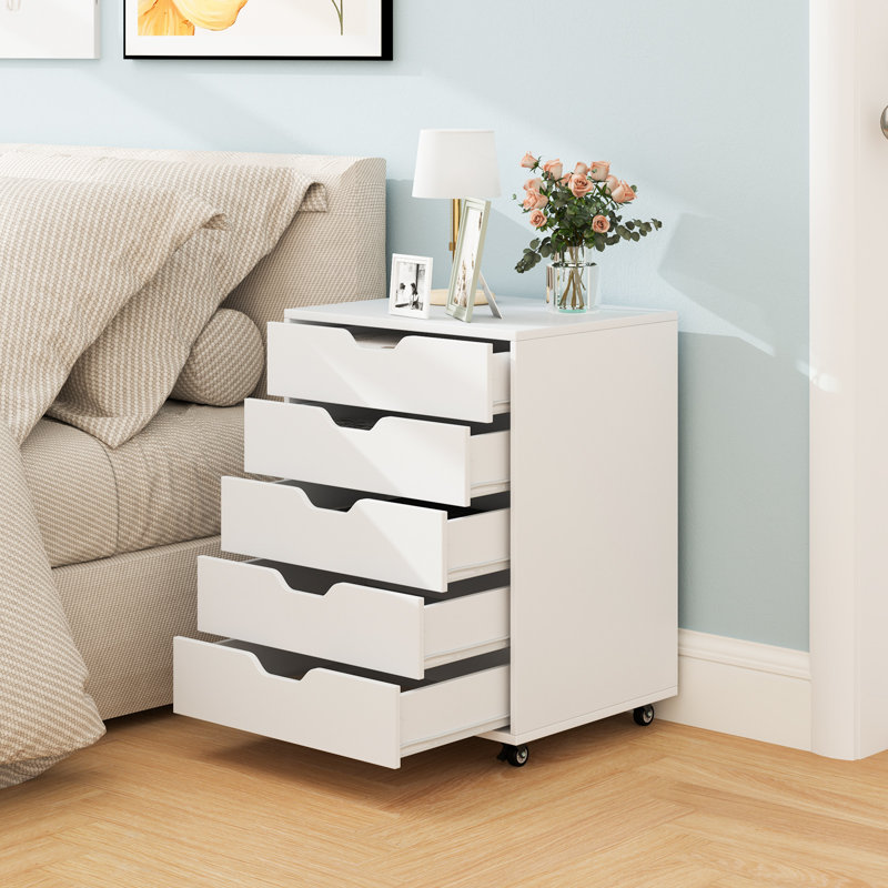 49cm Wide 5 -Drawer Mobile File Cabinet, White