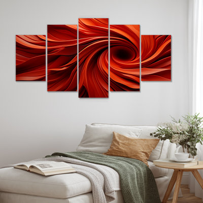 «Red Abstract Spiral Dreamscape I», toile d'art abstrait à spirales multiples