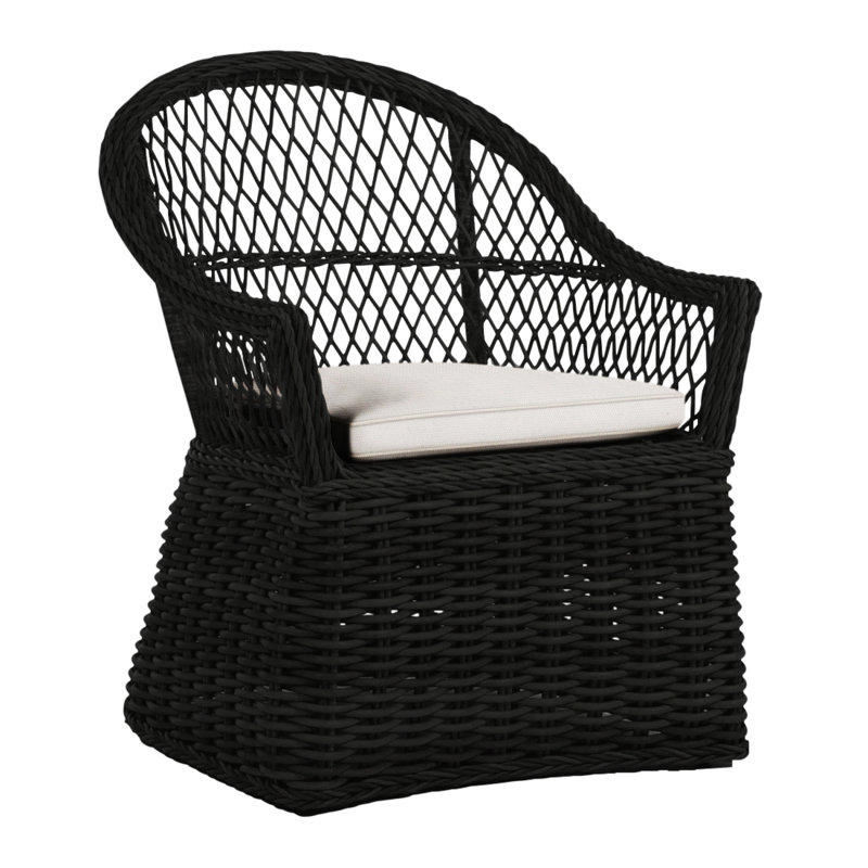Fauteuil d'extérieur en résine tressée Soho N-Dura, Welt, Sunbrella® ‑ blanc naturel, Noir