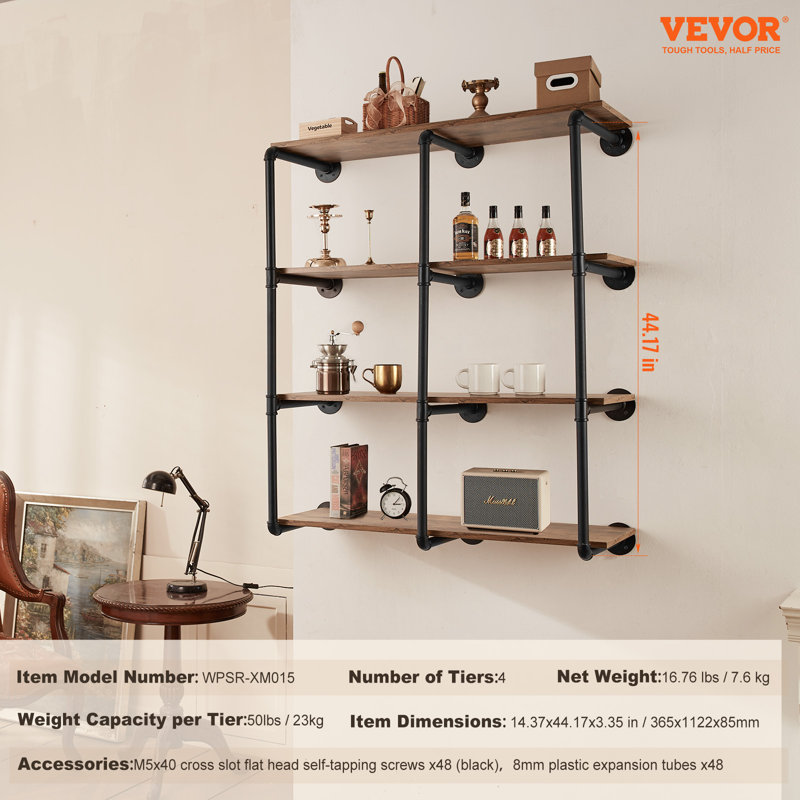4 Piece Square Steel Floating Shelf