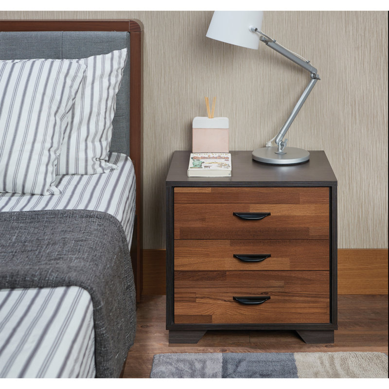 3-drawer Rectangular Accent Table, Walnut