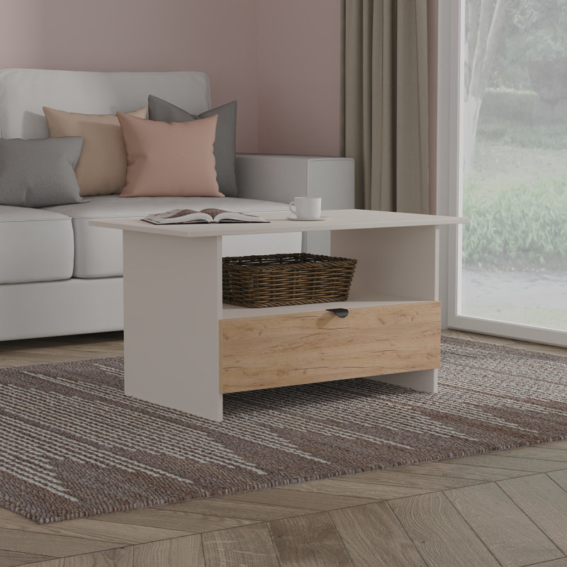 Sunehri Coffee Table with Storage, White/Oak