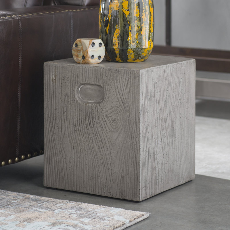 Quiles Concrete Top End Table, Dark Gray