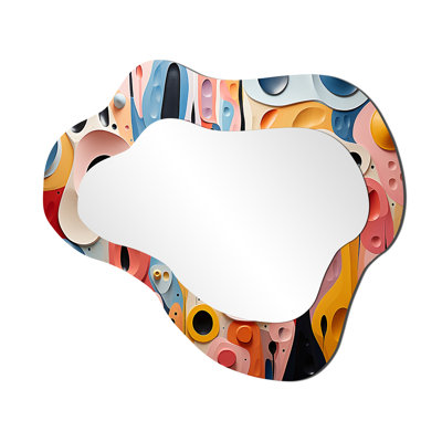 Valisha Colorful Abstract liquid art swirls II - Shapes Unique Shape Mirror, Modern Freeform Decorative Wall Mirror, Printed Metal Art