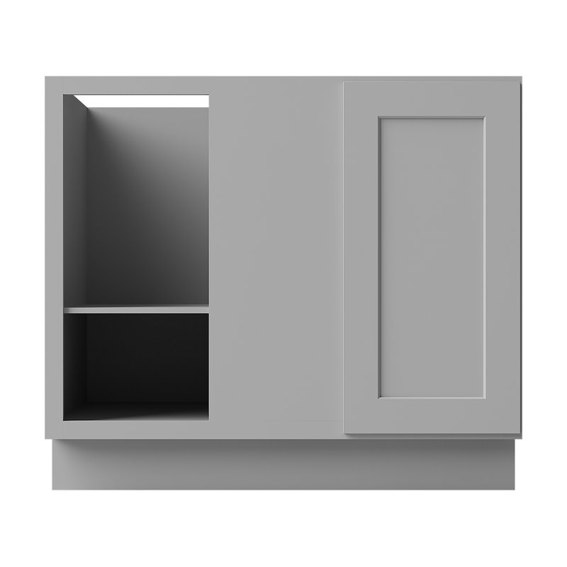 Armoire d'angle à base basse, Gris, 39" W x 34.5" H x 24" D