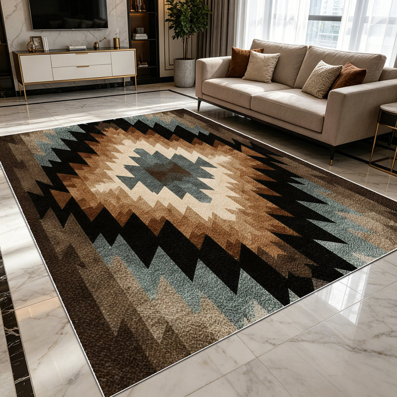 1PC Southwestern Aztec Geometric area rugs for Living Room, Soft and Comfortable, Suitable for all seasons, easy-to-maintain, machine washable Indoor floor mat, Under Table Farmhouse suitable for kitchen, entryway, bedroom, dining room, home office,