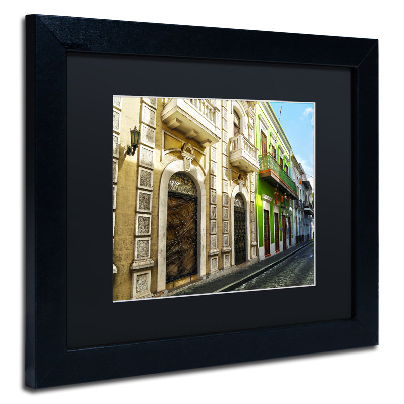 « old san juan 8 », reproduction de photo encadrée, H 11 po x l 14 po x P 0,5 po, Noir