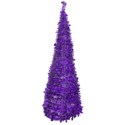 6' Pre-Lit Purple Tinsel Pop-Up Artificial Christmas Tree Clear Lights -  Northlight Seasonal, NORTHLIGHT SM92166