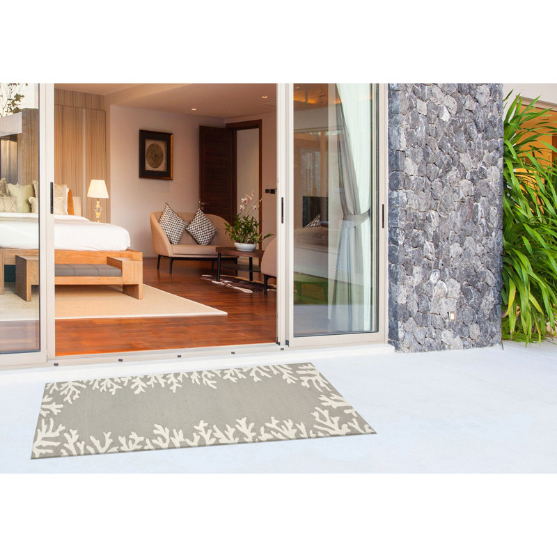 Tapis intérieur / extérieur gris touffeté à la main Bellavia, Rectangle 2 pi x 5 pi