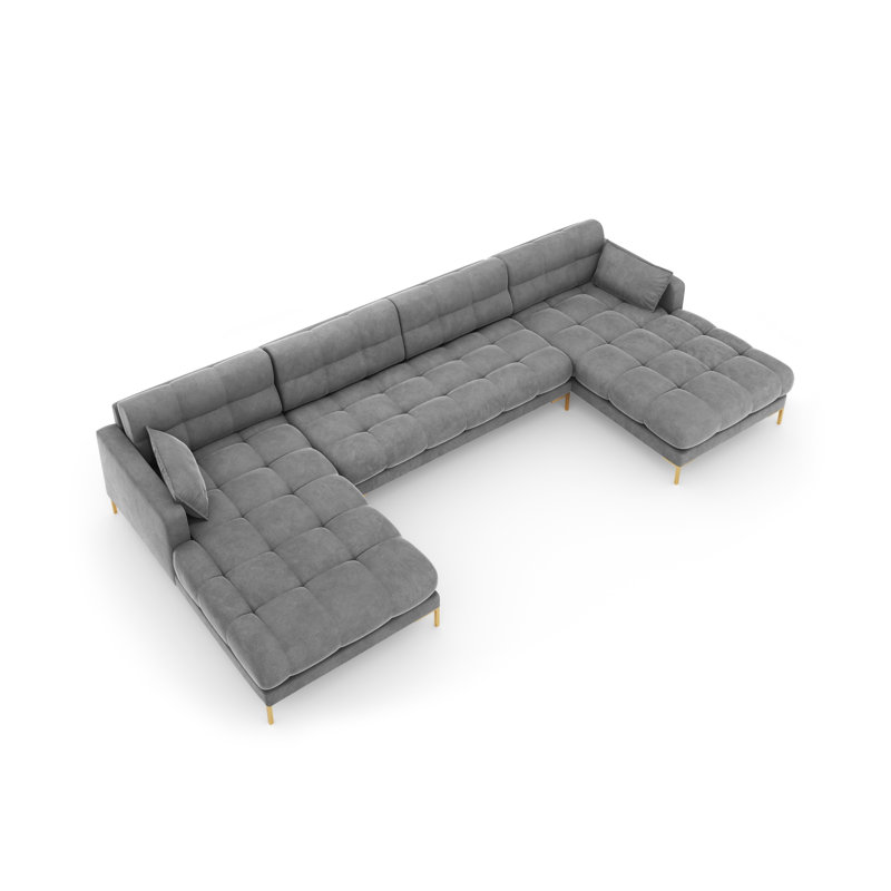 Adoraim 6 Seater Large Corner Sofa , Light Grey, Gold