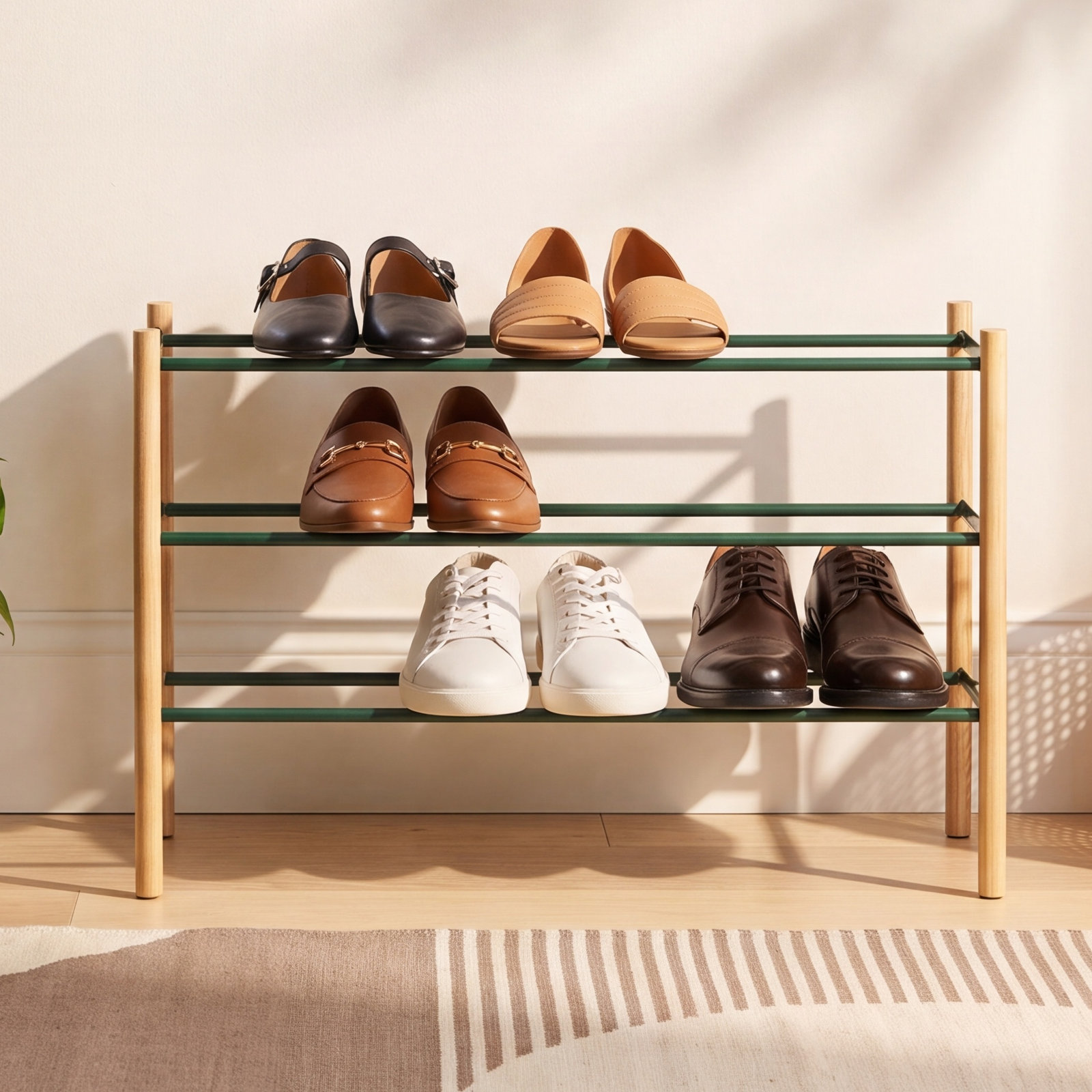Yamazaki Home 3-Tier Shoe Rack, Green