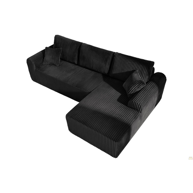 Canapé modulaire 109 po avec méridienne en L 109 po Cloud, Noir