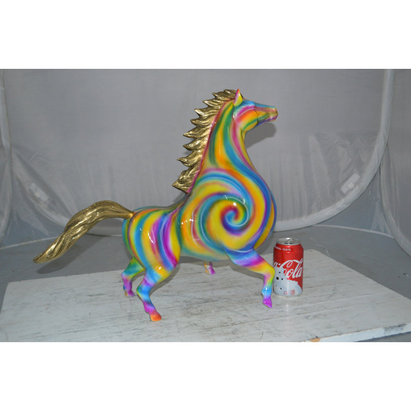 Statue cheval Dryfield moderne en bronze - Taille: L 19 po x l 9 po x H 19 po.