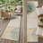 8' Runner Beige and Green Abstract Washable Non Skid Indoor Outdoor Runner Rug