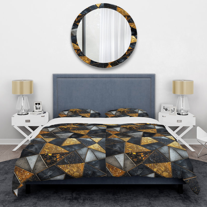 Triangle Glam - Glam Duvet Cover Set, King Duvet Cover + 2 King Pillow Shams