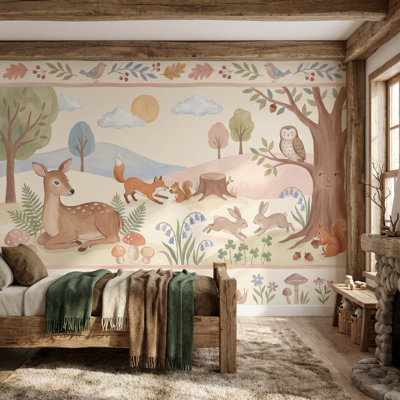 Murale forêt fantaisiste avec papier peint forêt
