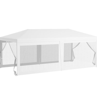 10' X 20' Outdoor Tent. Wedding Party Canopy With Side Panels. -Protective For All Gatherings & Grilling. White. 19.2' 9.7' 8.4'. Quick Assembly Feature Gazebo. 6 Sidewalls.