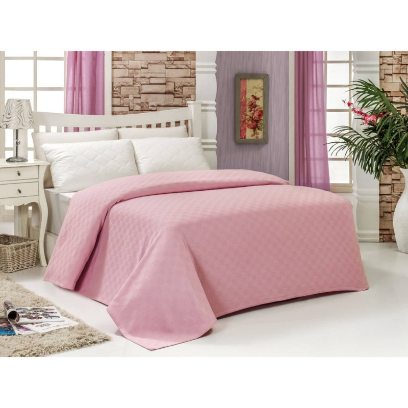 Housse de couette 100% coton Contreras rose, Housse de couette pour très grand lit, Rose