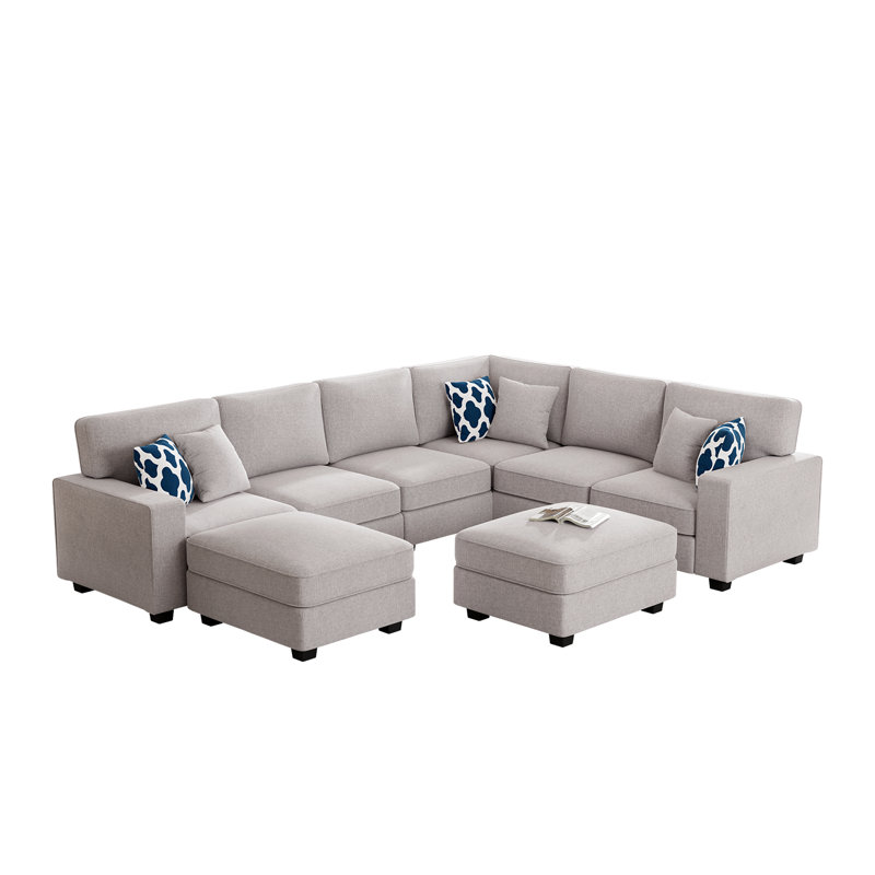 Flexible Combination Module Reversible Sectional Sofa, Gray Polyester Blend