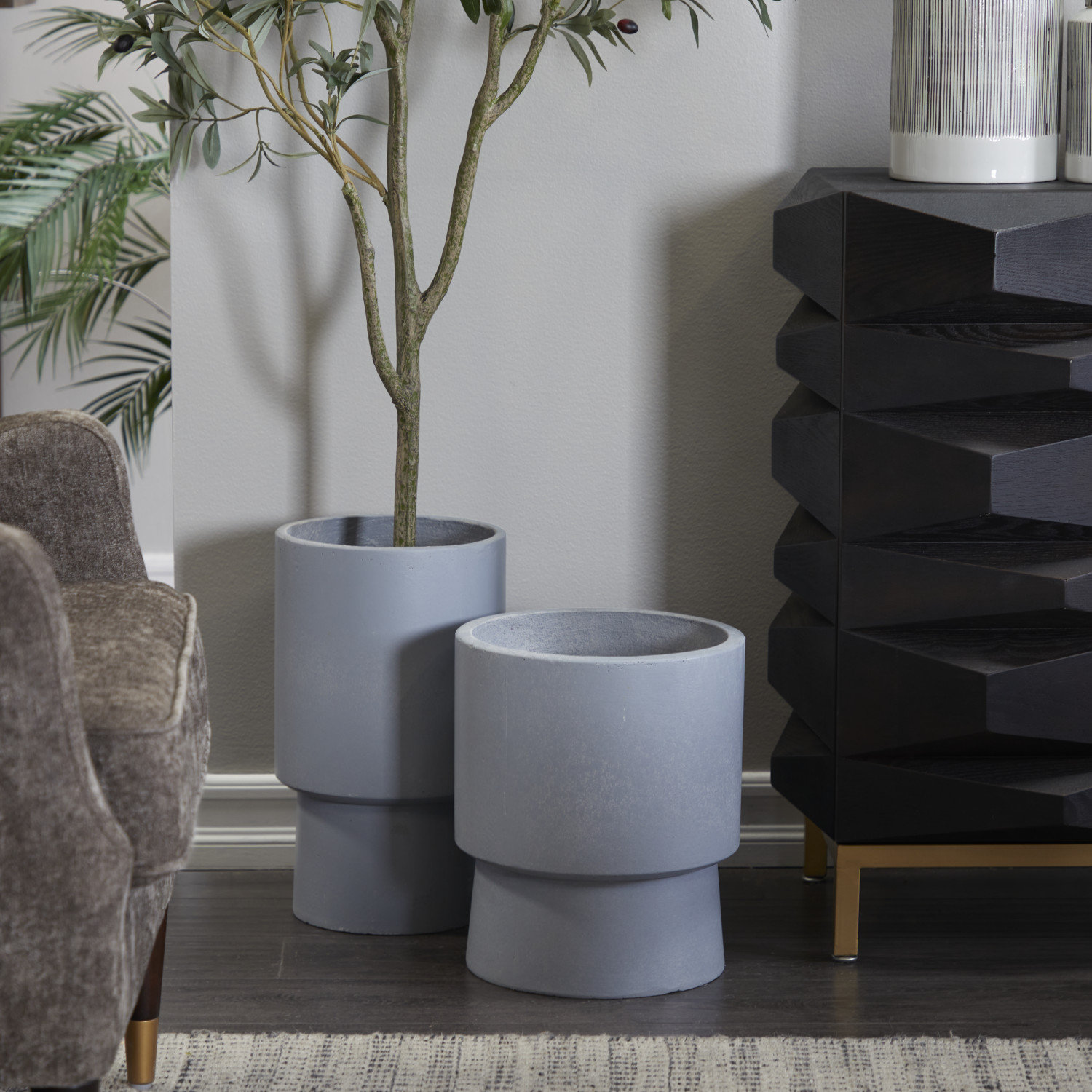 Robbins Pot Planter, Gray, 13.75" H x 11.85" W x 11.85" D