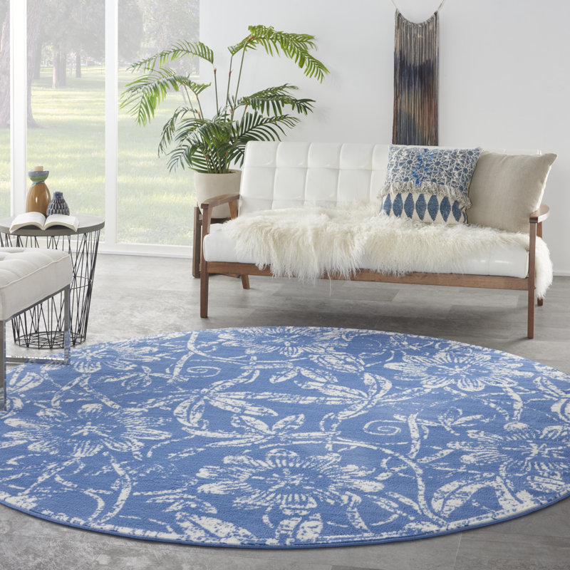 Floral Indoor Rug, Round 8'