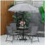 Ensemble de salle à manger de patio pour 4 personnes avec parasol, table d'extérieur et 4 chaises pliantes et table ronde en verre Outsunny pour le jardin, la cour et la piscine, gris-1935006439
