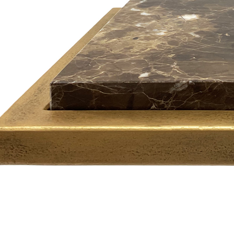 Table de bout rectangulaire Deux, Plateau brun / base dorée