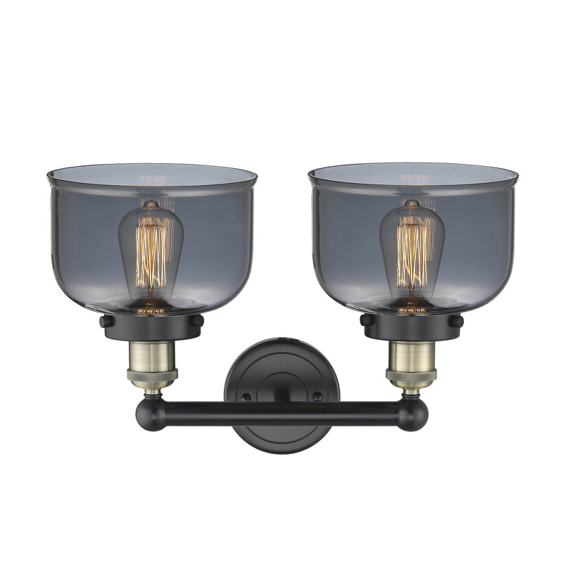 Éclairage pour meuble-lavabo à 2 lumières à intensité variable Arlester, Plaqué couleur fumée, Laiton antique noir