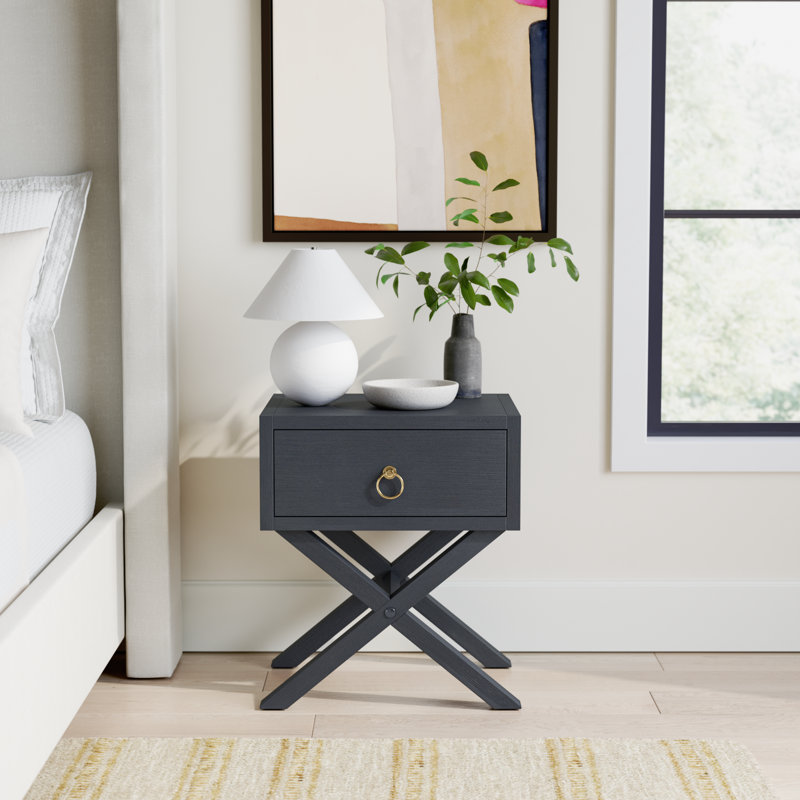 Elin 19" W 1-Drawer Nightstand, Navy Blue
