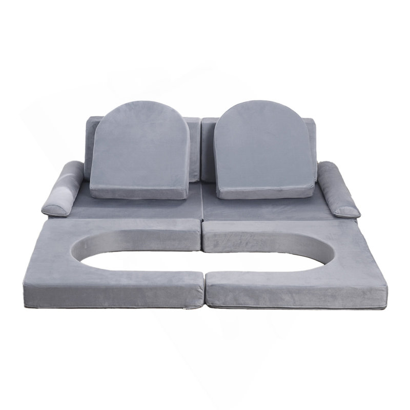 Canapé modulaire modulaire pour enfant avec canapé pour jouer avec accoudoirs 10 pièces gris