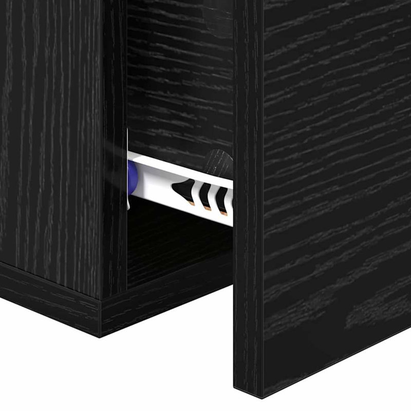 35cm W Manufactured Wood Bedside Table, Black Oak