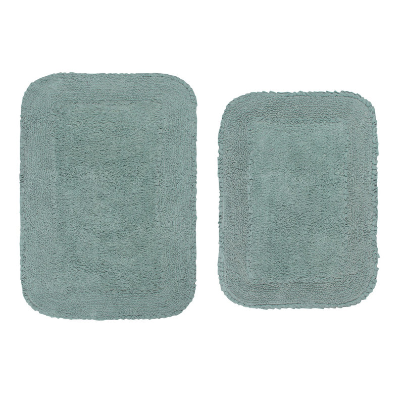 Aceyon Plush Cotton Bath Rugs (Set of 2), Blue