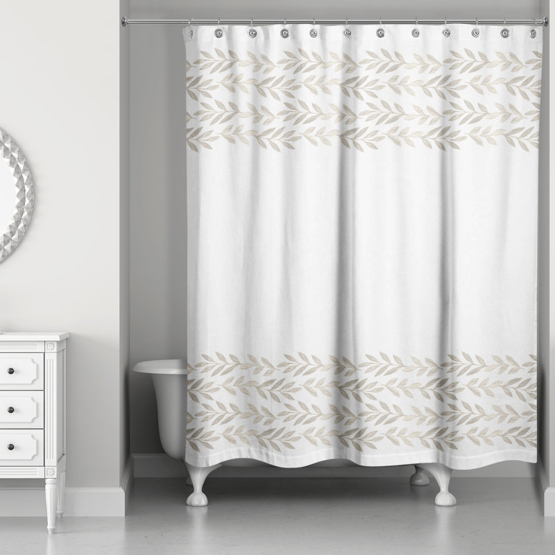 Rideau de douche simple à motif floral Arazeli, Beige