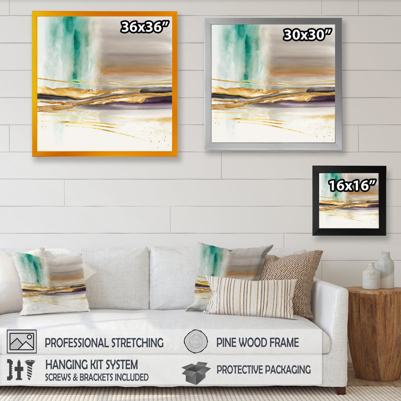 Golden Morning Glory IV - reproduction sur toile, H 16 po x l 16 po x P 1 po, Toile avec cadre photo noir