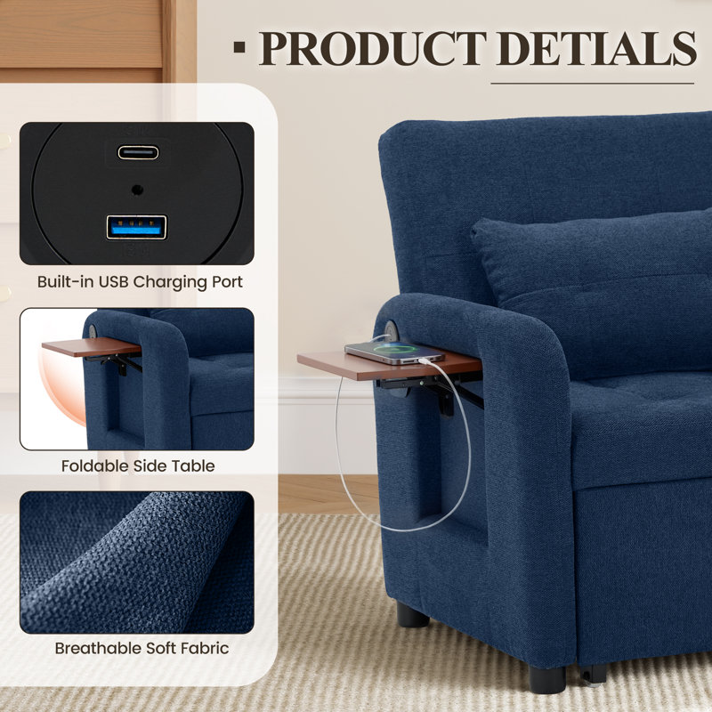 Upholstered Accent Chair, Dark Blue