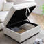 Comfy Cloud Couch: canapé modulaire en forme de L de 120,3 po avec rangement, plateau rotatif à 360 degrés, porte-gobelets et hublots 5 places, siège moelleux, style moderne, compartiments d'accoudoirs en lin beige, grande douceur,-1070258150
