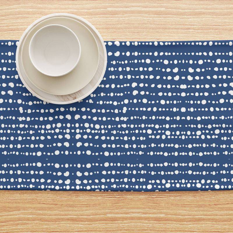 Table Runner, 100% Cotton, 16X108", Dots In Stripes, 90" L x 16" W