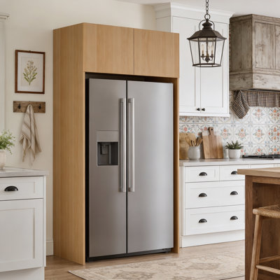 Refrigerator Cabinet With Doors, Tall Kitchen Pantry For Standard Fridges