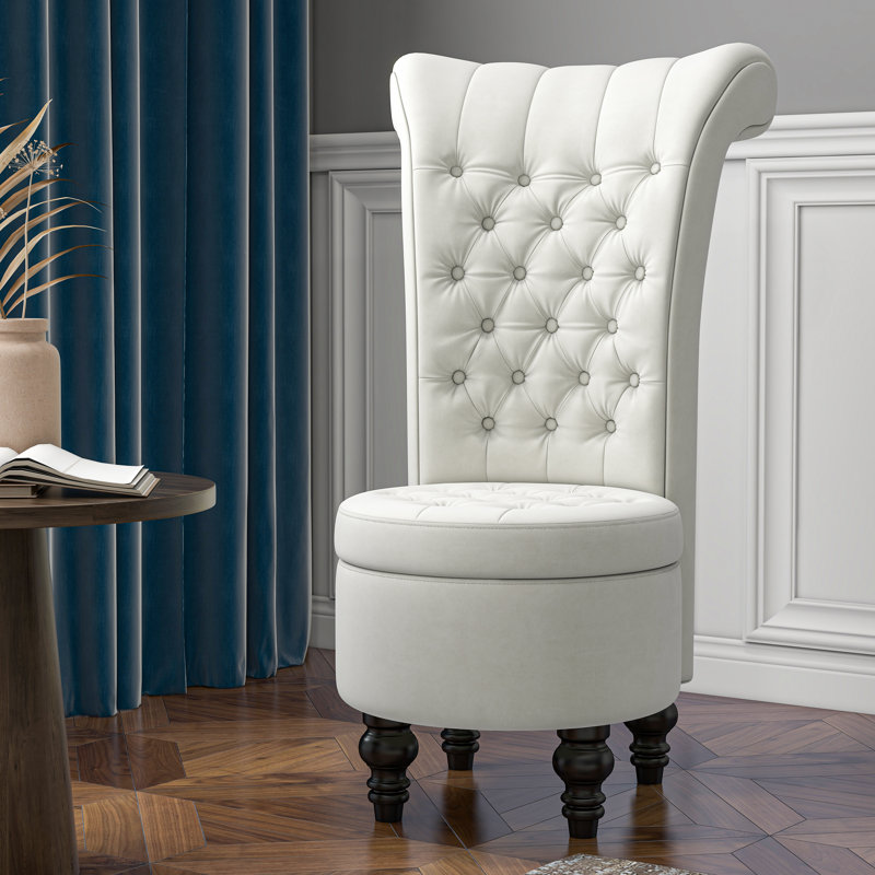 Esther Velvet Wingback Chair, Beige Velvet