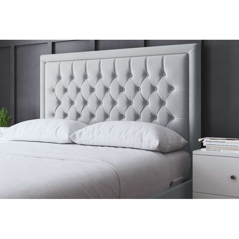 Allegra Upholstered Bed with Headboard, Silver, Kingsize (5')
