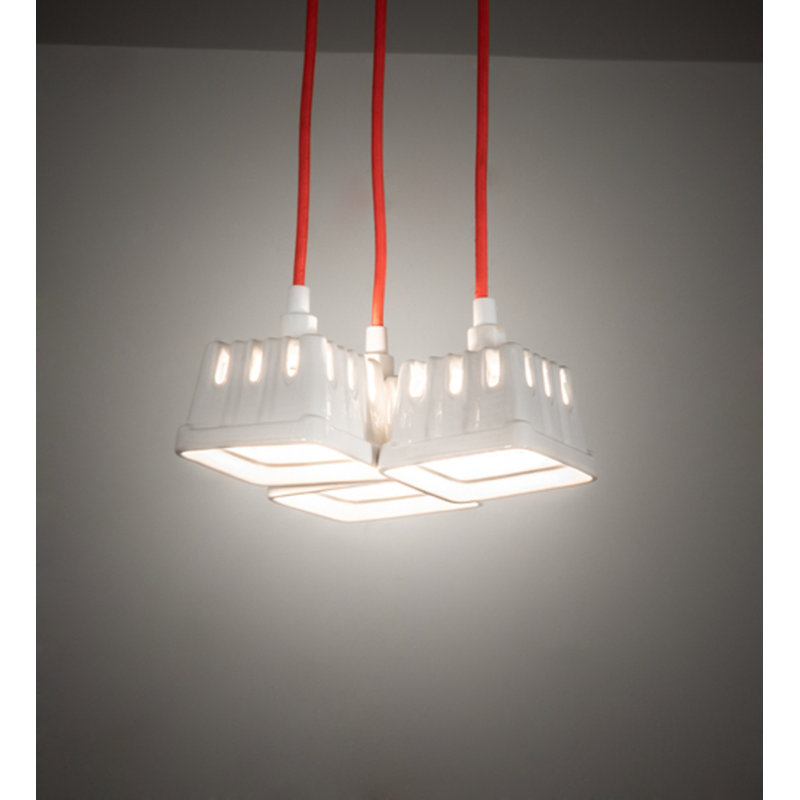 3 - Light Pendant, White/Coral